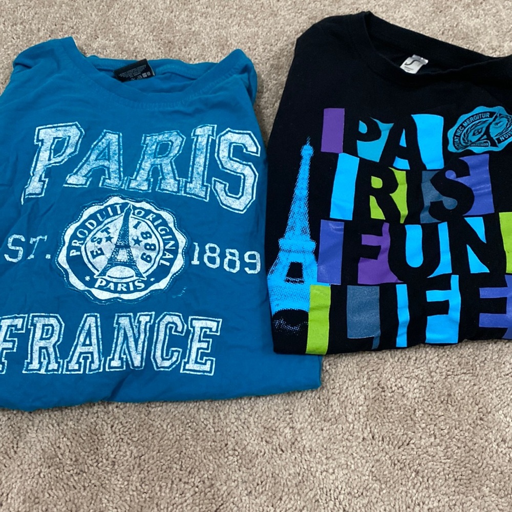 size large lot set of two pairs france t-shirt’s  tees